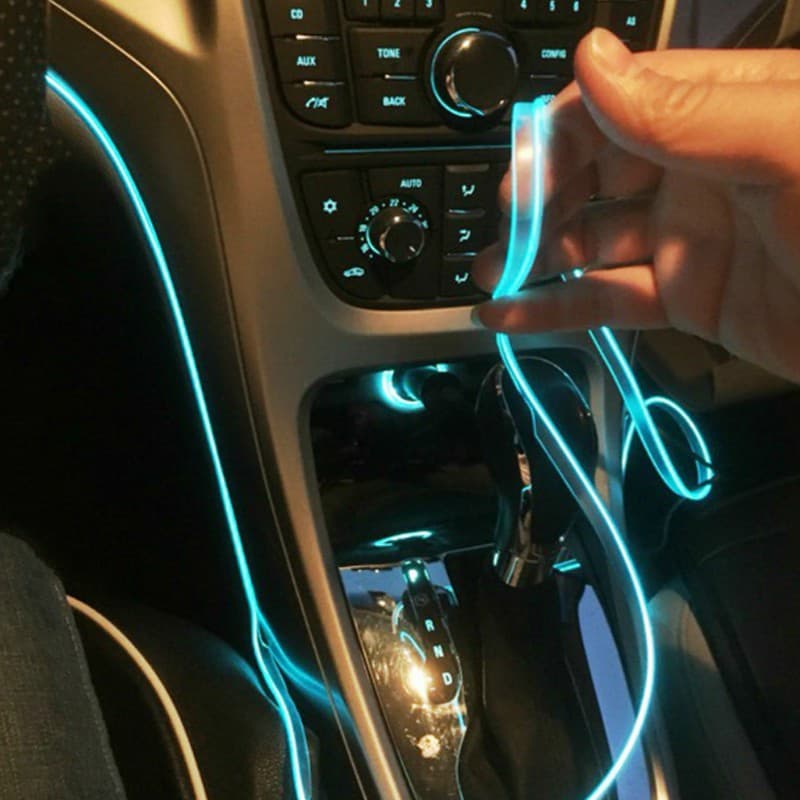 1m 2m 3m 5m Interior Do Carro EL Linha De Luz Fria Com USB DIY Decorativo Auto LED Lâmpada Ambiente