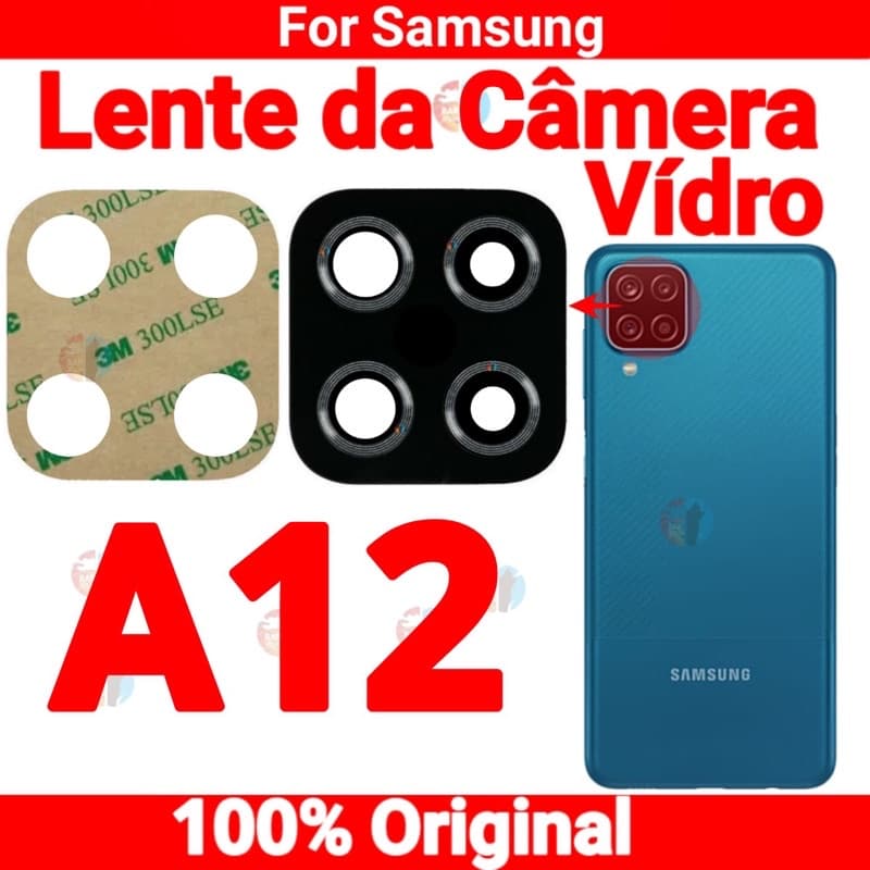 Lente Vidro da Camera Samsung Galaxy A12 Lente da Câmera Traseira Vidrinho Traseiro Original