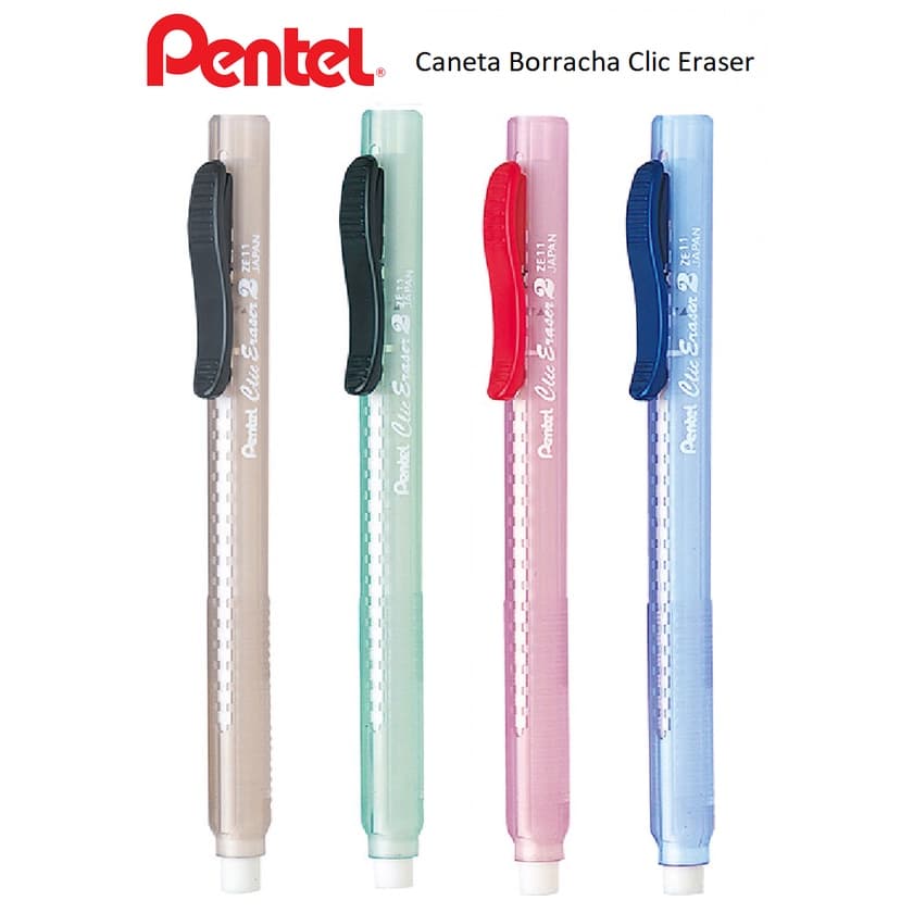 Caneta Borracha Clic Eraser Transparente Pentel ZE11T