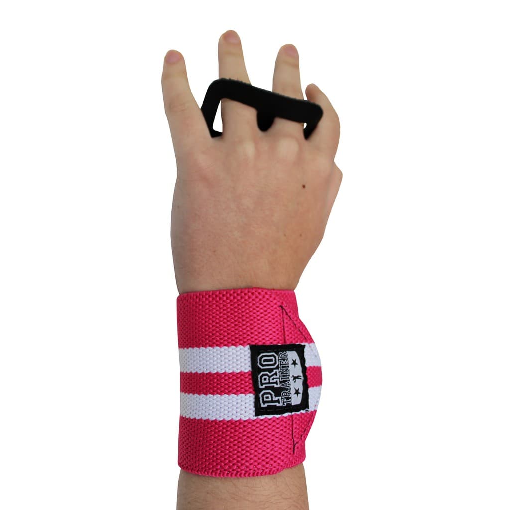 Grip com Munhequeira Rosa com Branco Proteção Mão