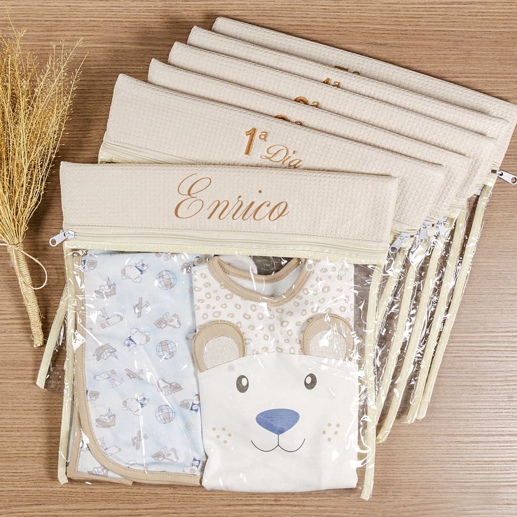 Saquinho Maternidade Para Bebê 4 ou 6 peças Personalizado Organizador Bolsa Mala Maternidade