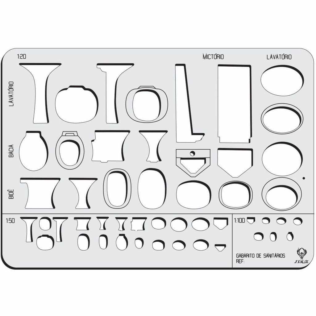 Gabarito Sanitários Arquitetura desenho técnico Similar Modelo 4373 Fenix