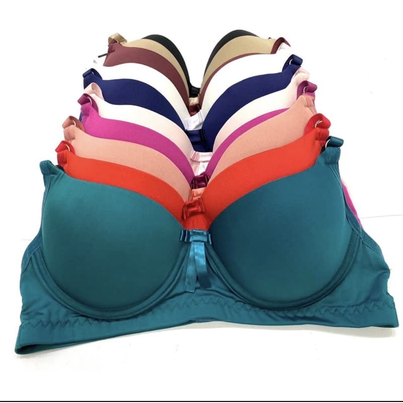 KIT C/ 05 Sutiã  Básico  Reforçado de Microfibra  Com Bojo  do P ao GG