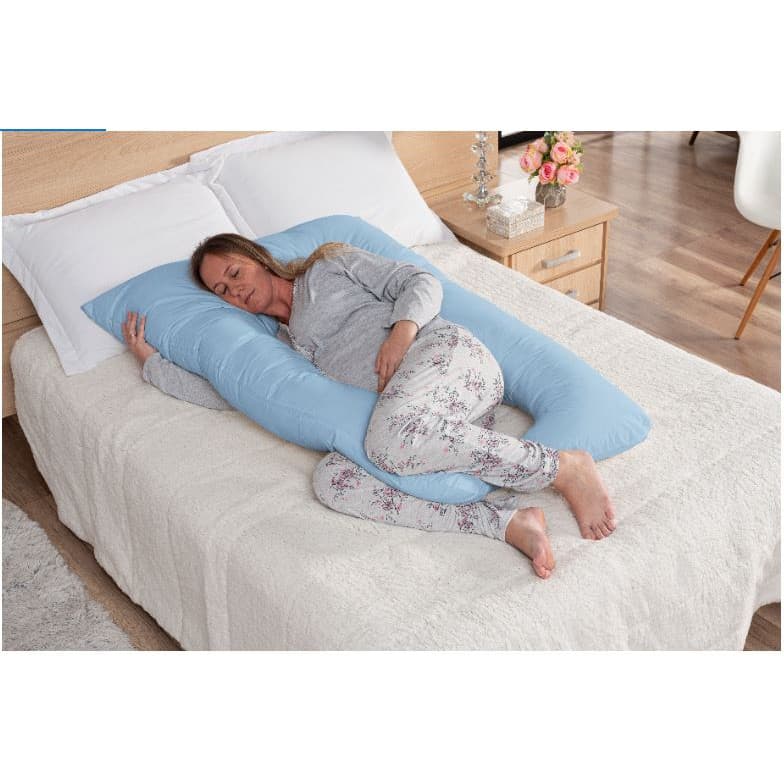 Travesseiro Gestante De Corpo Gravida Almofada Amamentação Azul