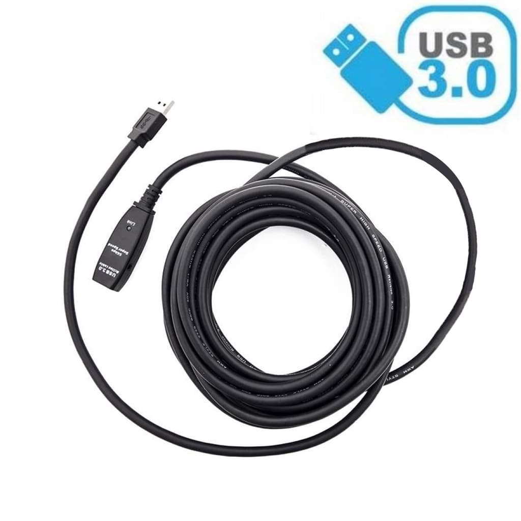 Extensão USB 3.0 SS Super Speed Ativa 10m Amplificador Repetidor Sinal Chip Booster 10 Metros Blindada