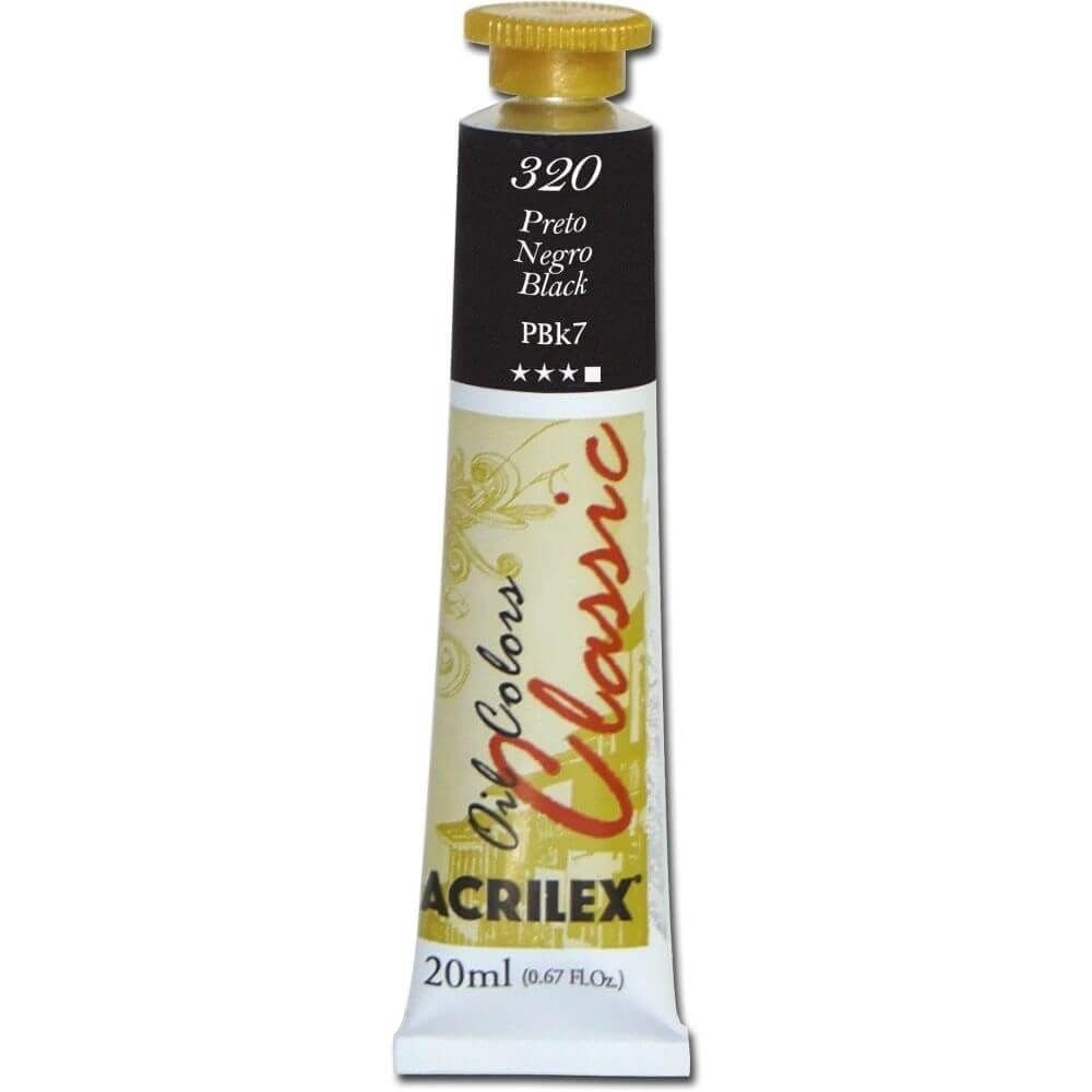 Tinta a Oleo Preto 320 - Acrilex 20 ml