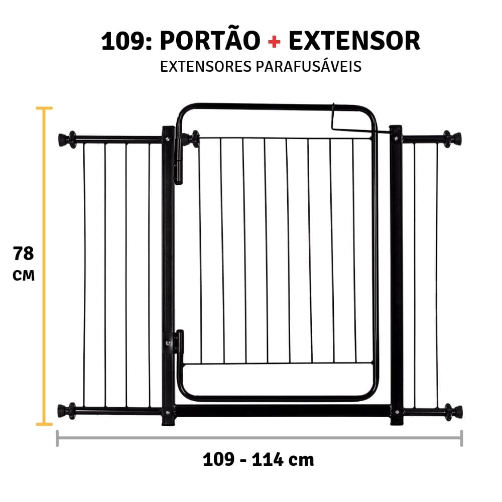 Grade Portão Proteção Pet Cachorro 109 A 114 Cm Criança Cães