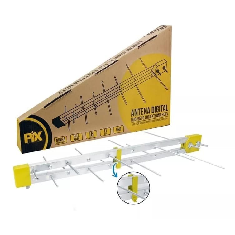 Antena Externa Digital Full HD UHF HDTV 16 Elementos