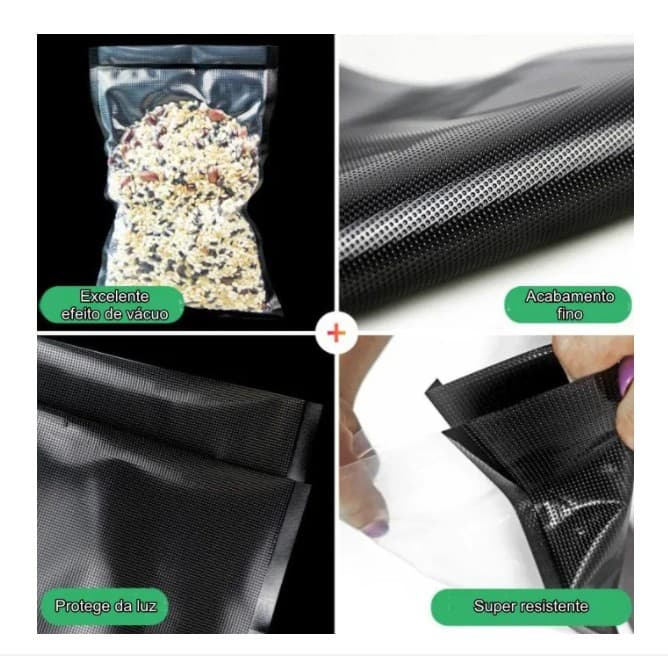 Embalagem a vacuo diamante total preto tipo saco