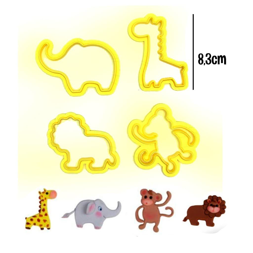 Kit Cortador Formato Animais 4 Peças Para Massas e Biscuits