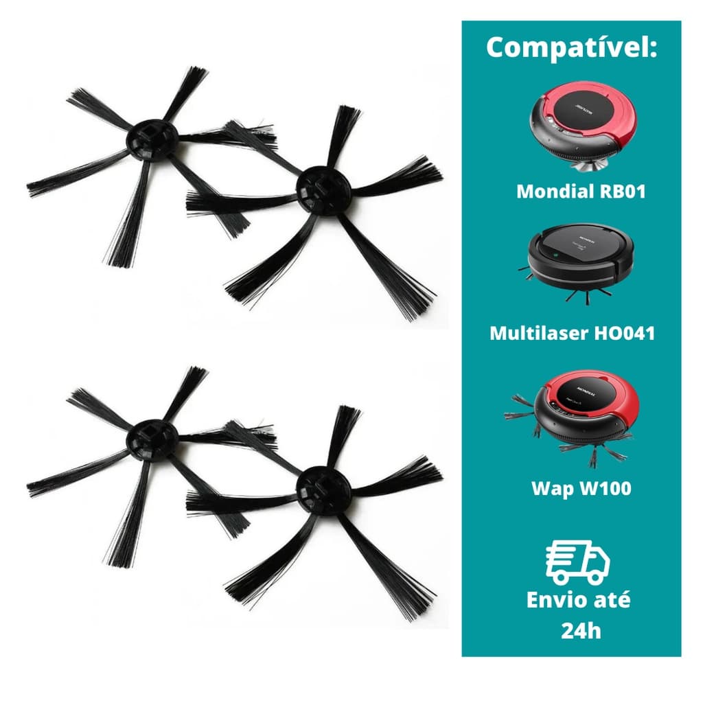 2 Pares Escovas Para Aspirador Robô Wap Multilaser-obaduster