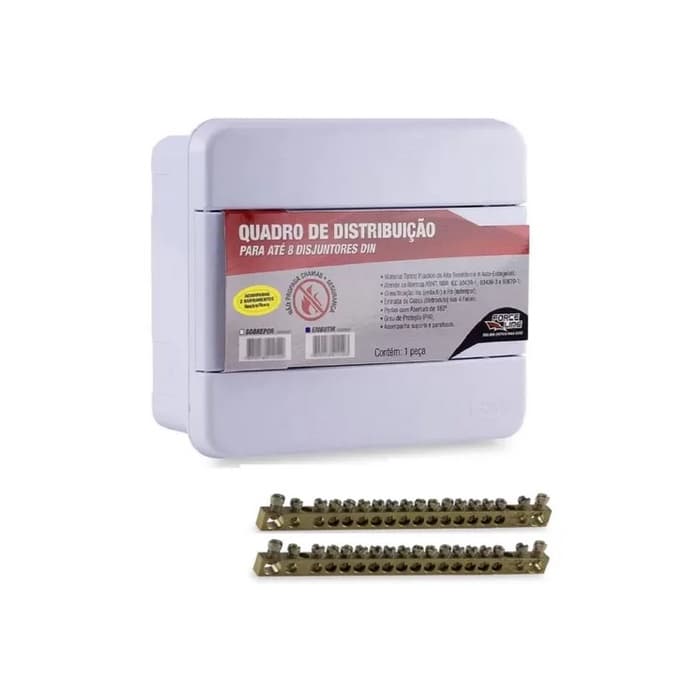 Quadro De Distribuição de embutir para até 8 Disjuntores - 2 Barramentos