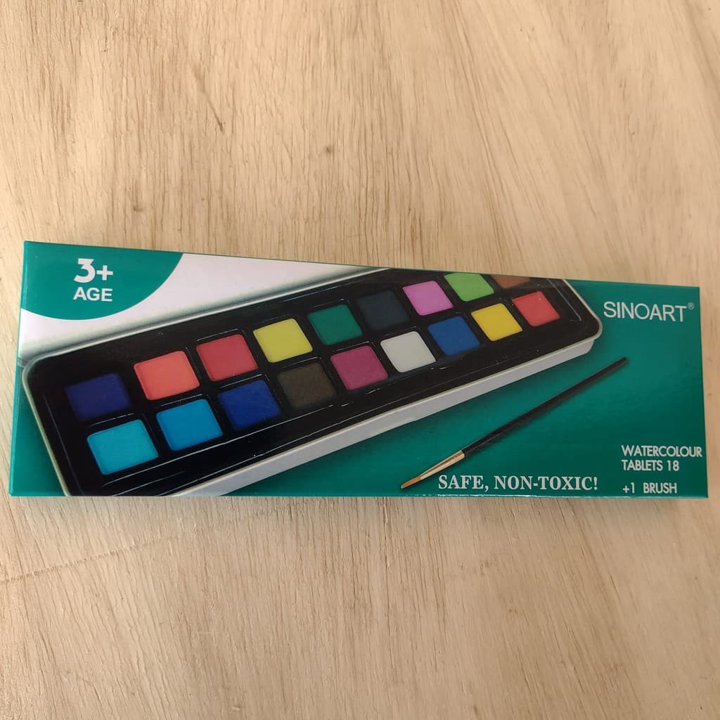 Aquarela Sinoart em Pastilha 18 Cores + Pincel