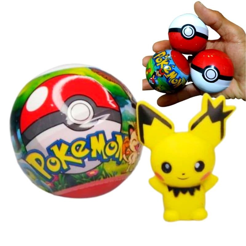 Kit Pokemons 5cm +  Pokebolas 5,5 Cm - Bola Com Pokemon Sortido