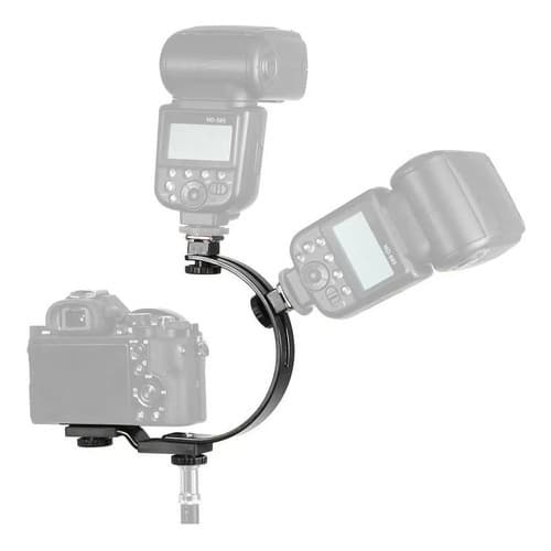 Suporte Duplo Tipo C Flash Câmera Tripé 1/4 Com 2 Sapatas