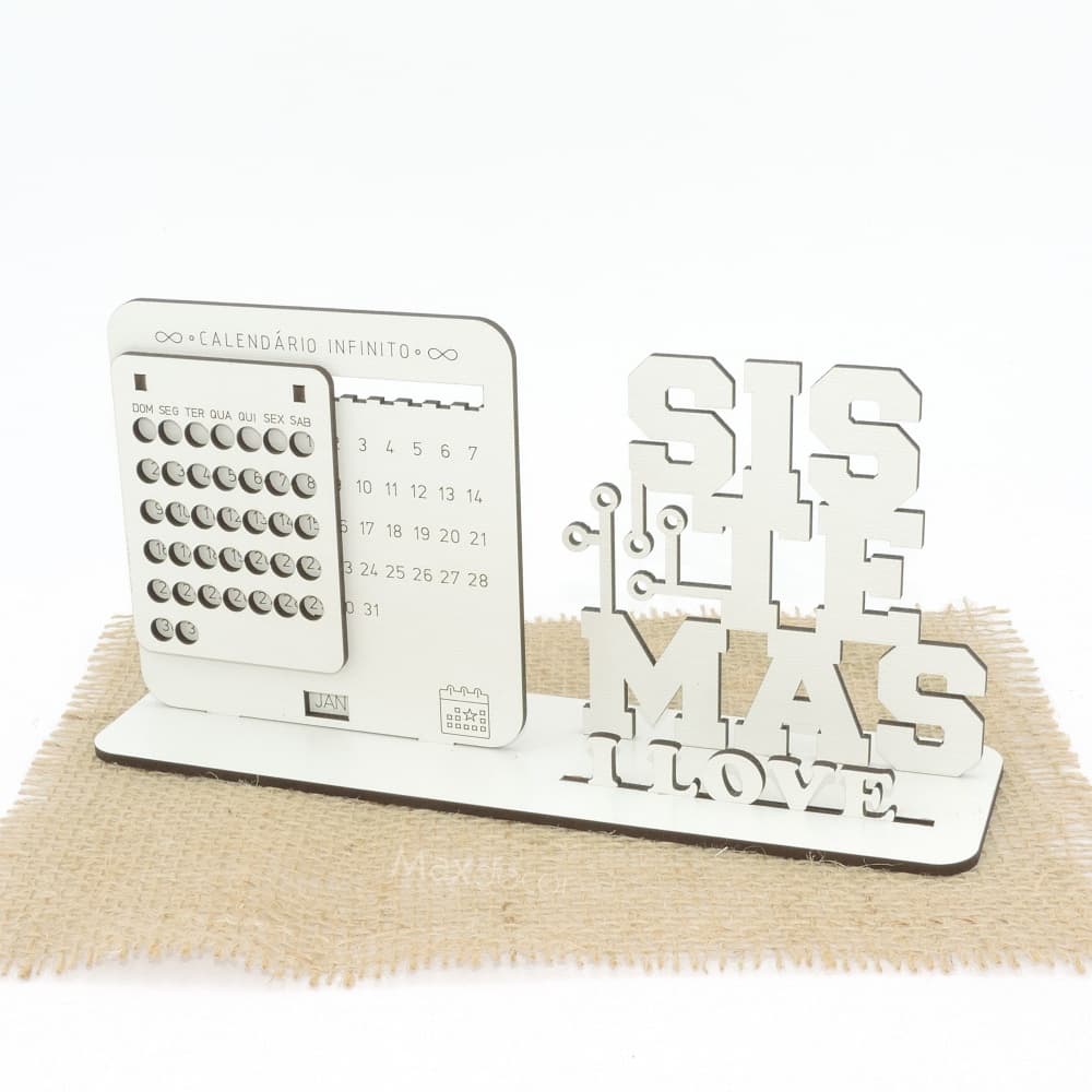5 Calendário Infinito Personalizado Mdf Branco - Sistemas