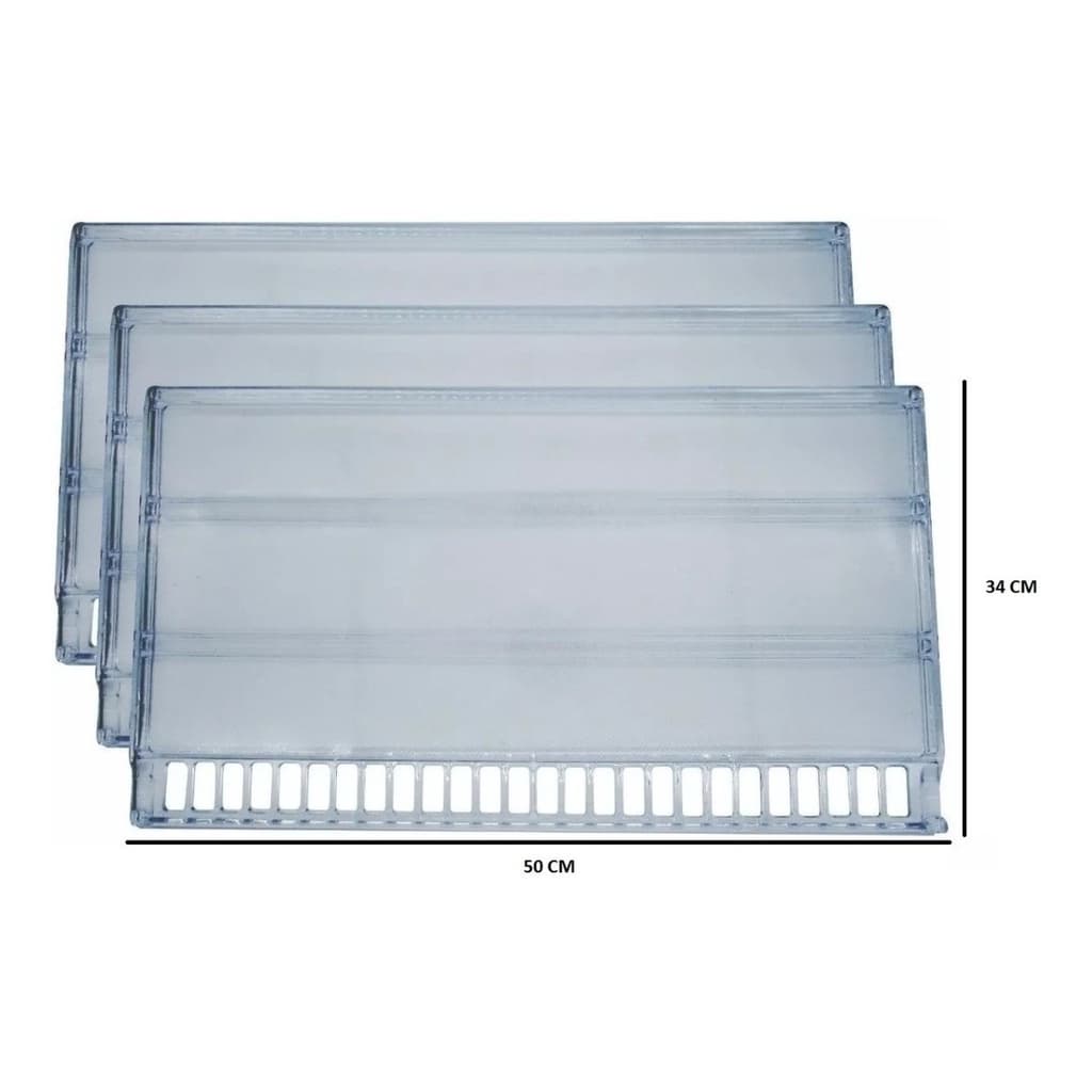 Kit 3 Prateleiras Acrílicas Geladeira Refrigerador Bosch Continental Mabe RDV36 RDV37 RDV38 KDV37 RDN36