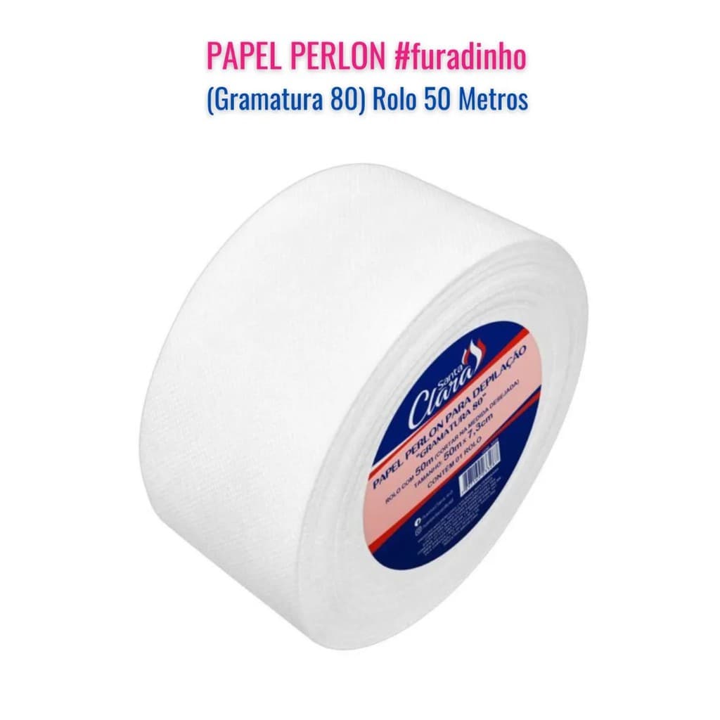 Papel Perlon P/ Depilação Gramatura 80 Rolo 50m Santa Clara a