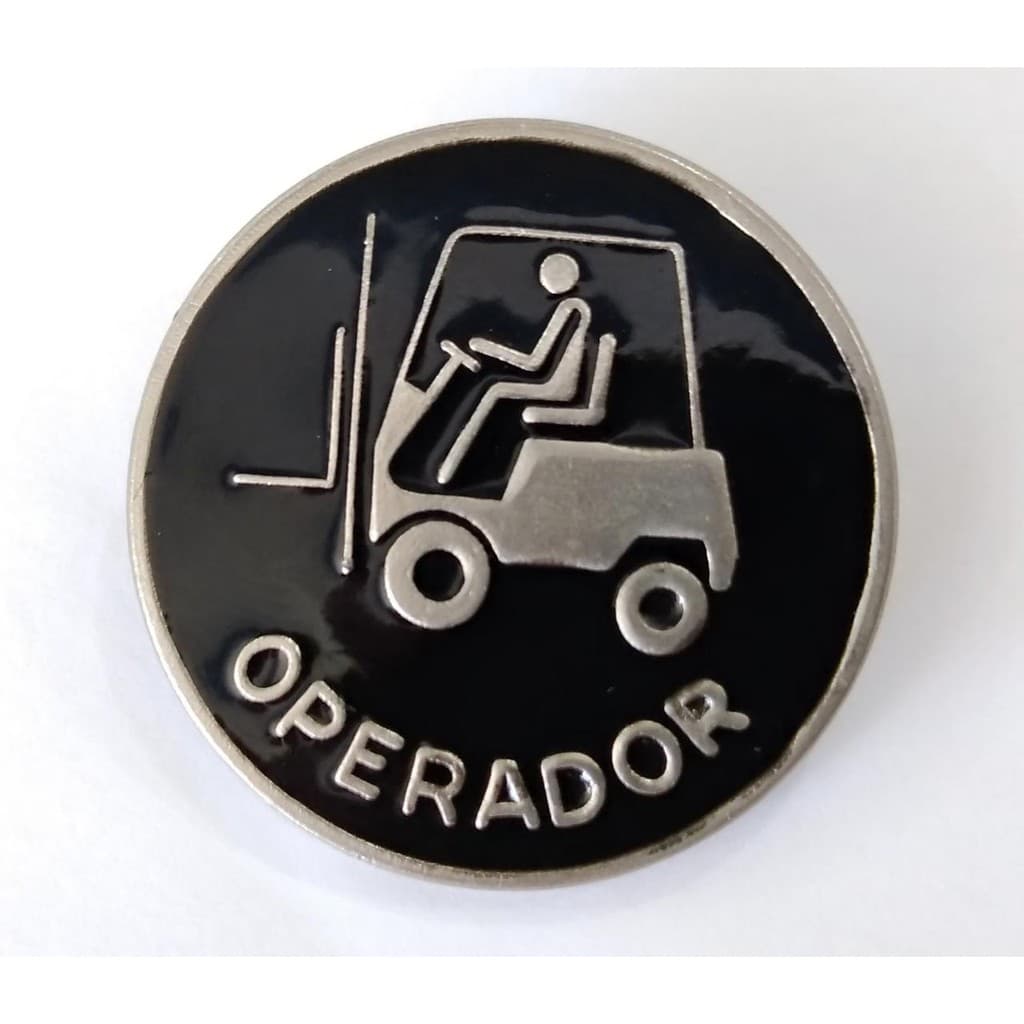 Bóton 100% metal niquelado, modelo Operador de Empilhadeira, 3cm