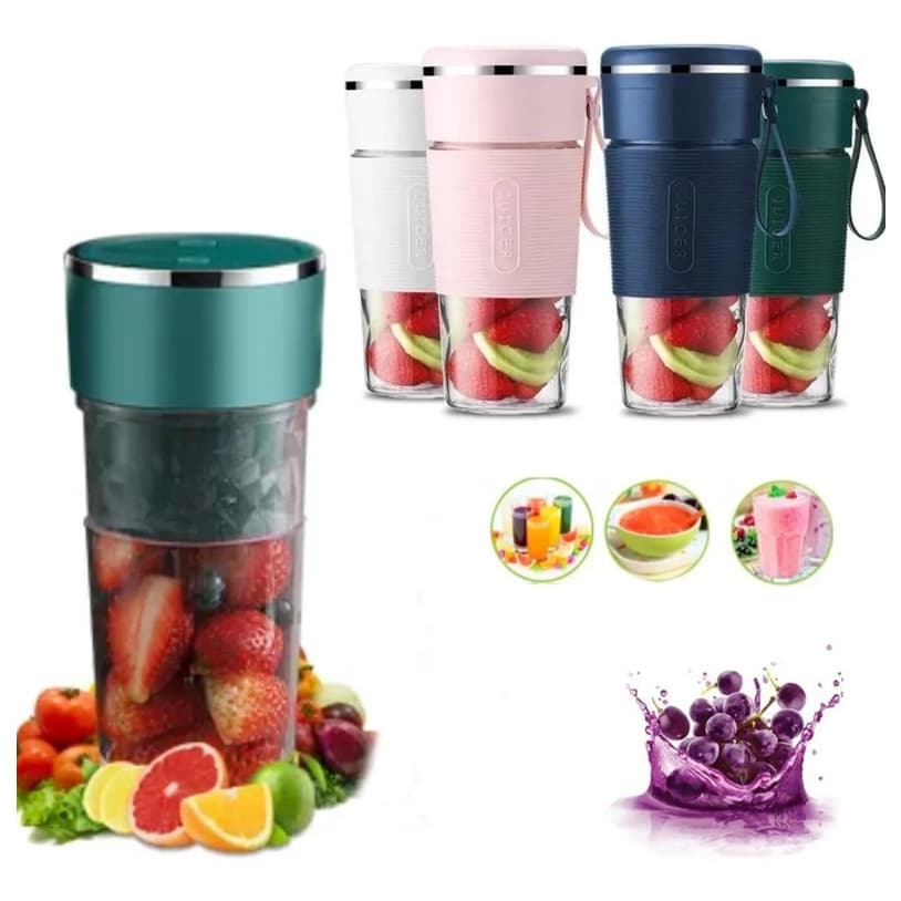 Liquidificador Portátil Copo De Vidro 6 Lâminas Recarregável