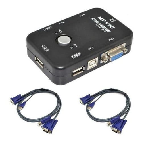Chaveador Kvm Usb Switch 2 Portas 2pcs Vga/kit C/2 Cabos Kvm