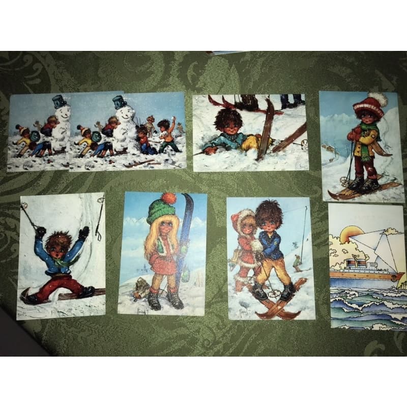 7 cartões postais de Michel Thomas poulbot Krisarts 1970 + 1 ian beck paris França post card cartão postal