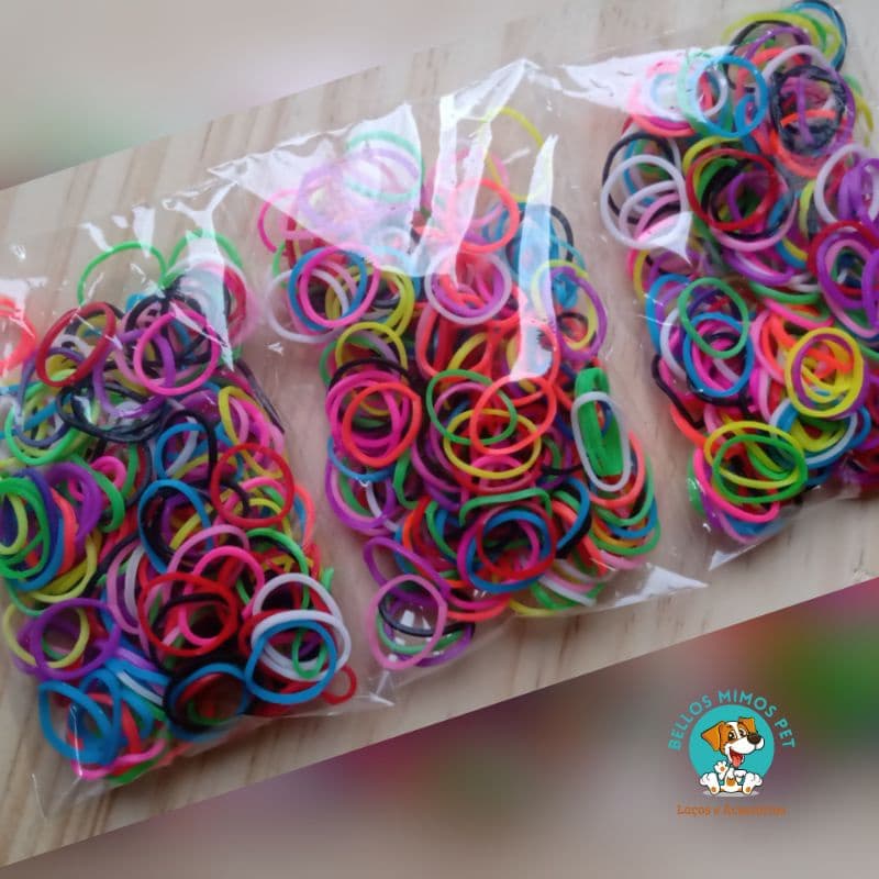 400 ELASTICOS SILICONE SORTIDOS LIGUINHAS BORRACHINHAS LACINHOS PENTEADOS LAÇOS PET BANHO E TOSA.