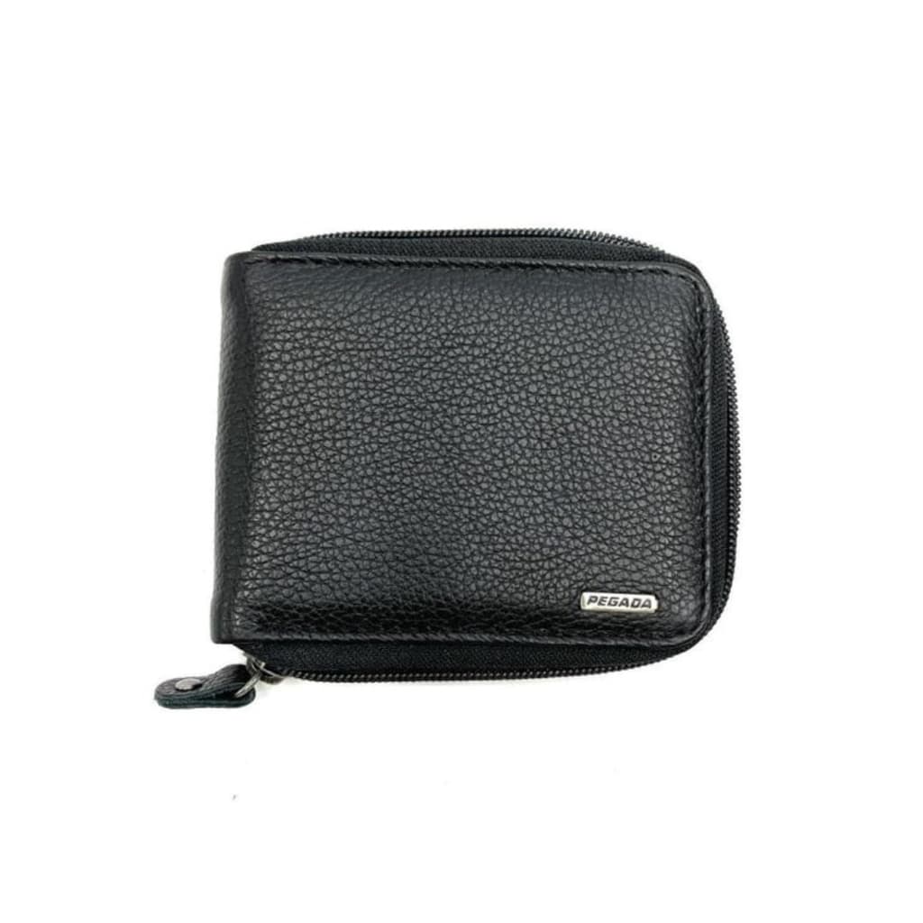Carteira Masculina Pegada Texturizada Com Zíper Em Couro Preto