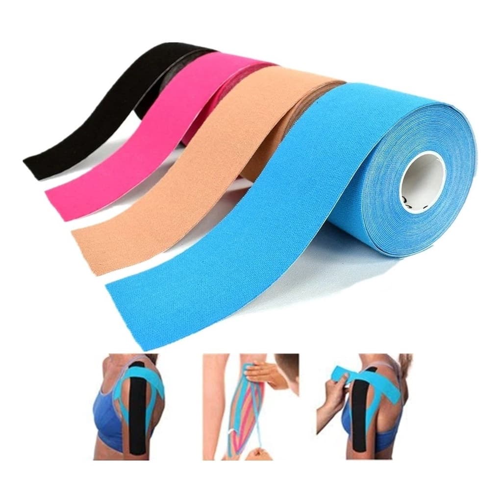 Kit 1 a 4 Pçs Fita Elástica Bandagem 5cm x 5m Ajustável Para Esporte, Suporte e Fixação