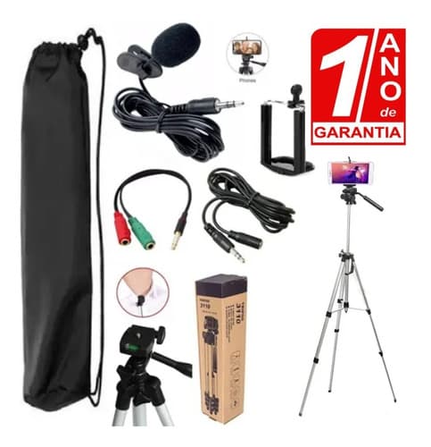Kit Youtuber Tripé Profissional Celular Universal Microfone
