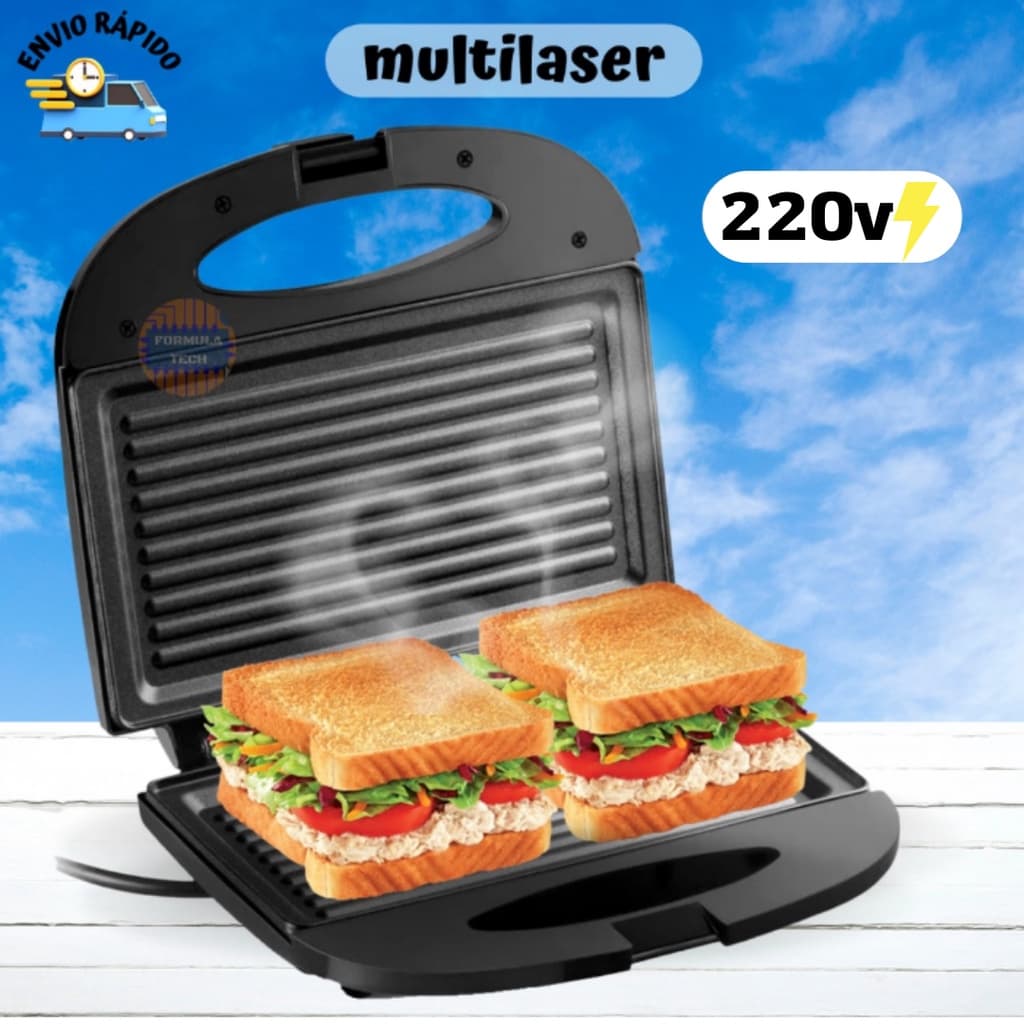 Sanduicheira e Grill Eletrica 750w Antiaderente Multilaser 220v Preta