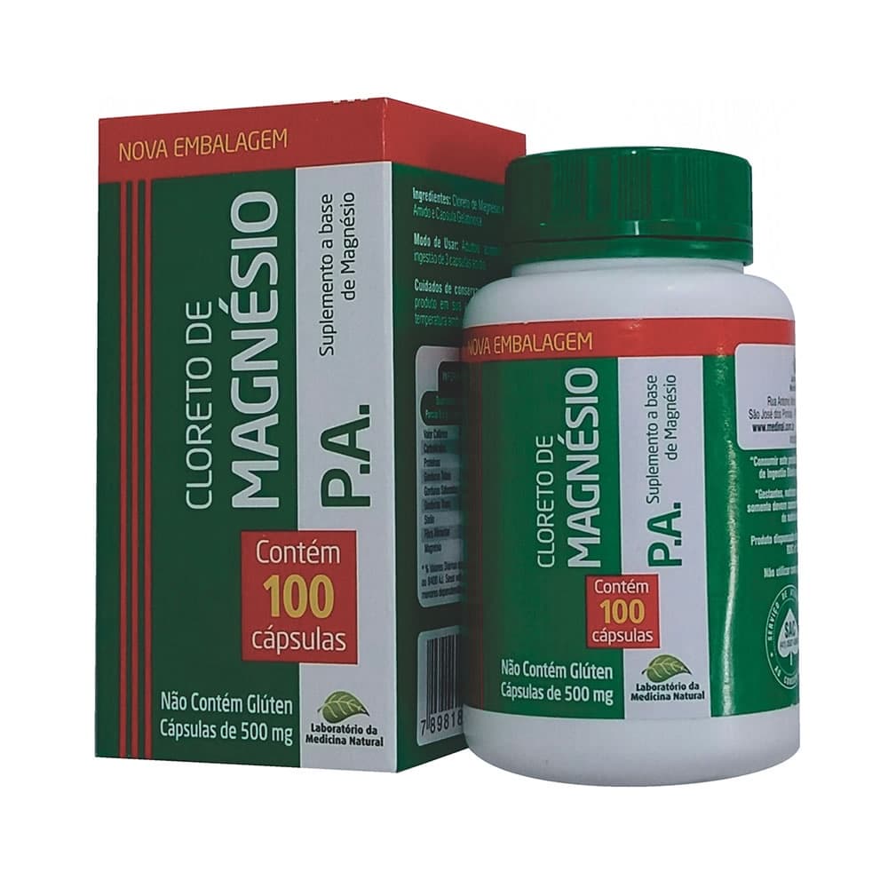 Cloreto de Magnésio PA 500mg 100 cápsulas - Medinal
