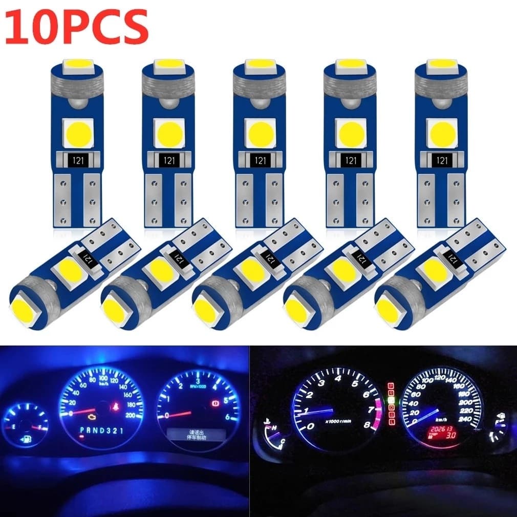 10pcs Lâmpada Led T5 W3W W1.2W 12V Canbus Luzes Interiores Do Carro Painel Indicador Quente Cunha De Instrumento Auto