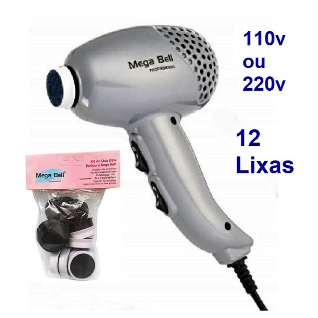 Pedicuro Profissional Prata Esfoliador Lixa Elétrica para os Pés + 12 Lixas