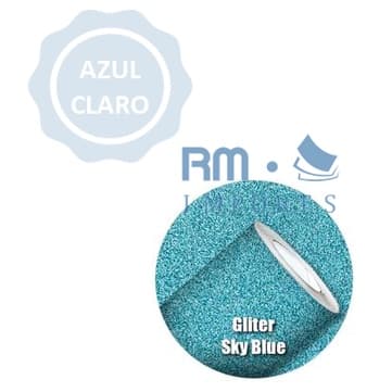 Vinil Adesivo com Glitter AZUL CLARO - Recorte P/ Silhouette