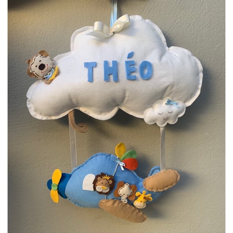 GUIRLANDA MATERNIDADE SAFARI AVIÃO AZUL LUXO