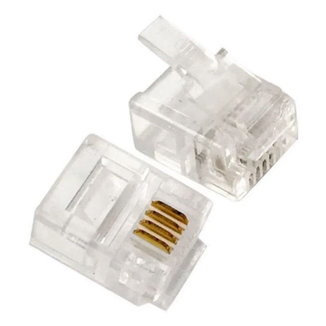 50x Conector Plug Rj11 6x4 6p4c 4 Vias M Telefone Interfone