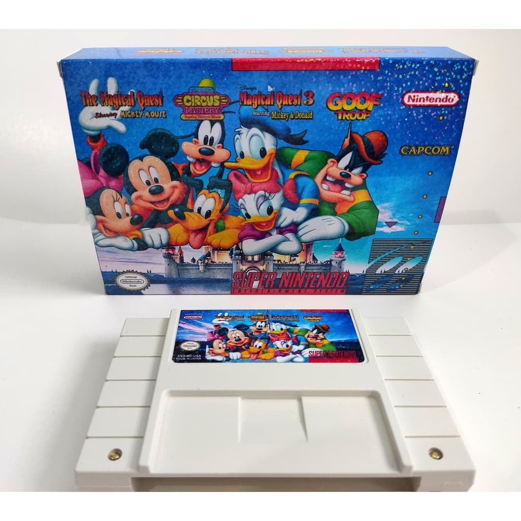 Coletânea Mickey Mouse e sua turma para Super Nintendo 4 jogos com caixa efeito holográfico lacrado novo !