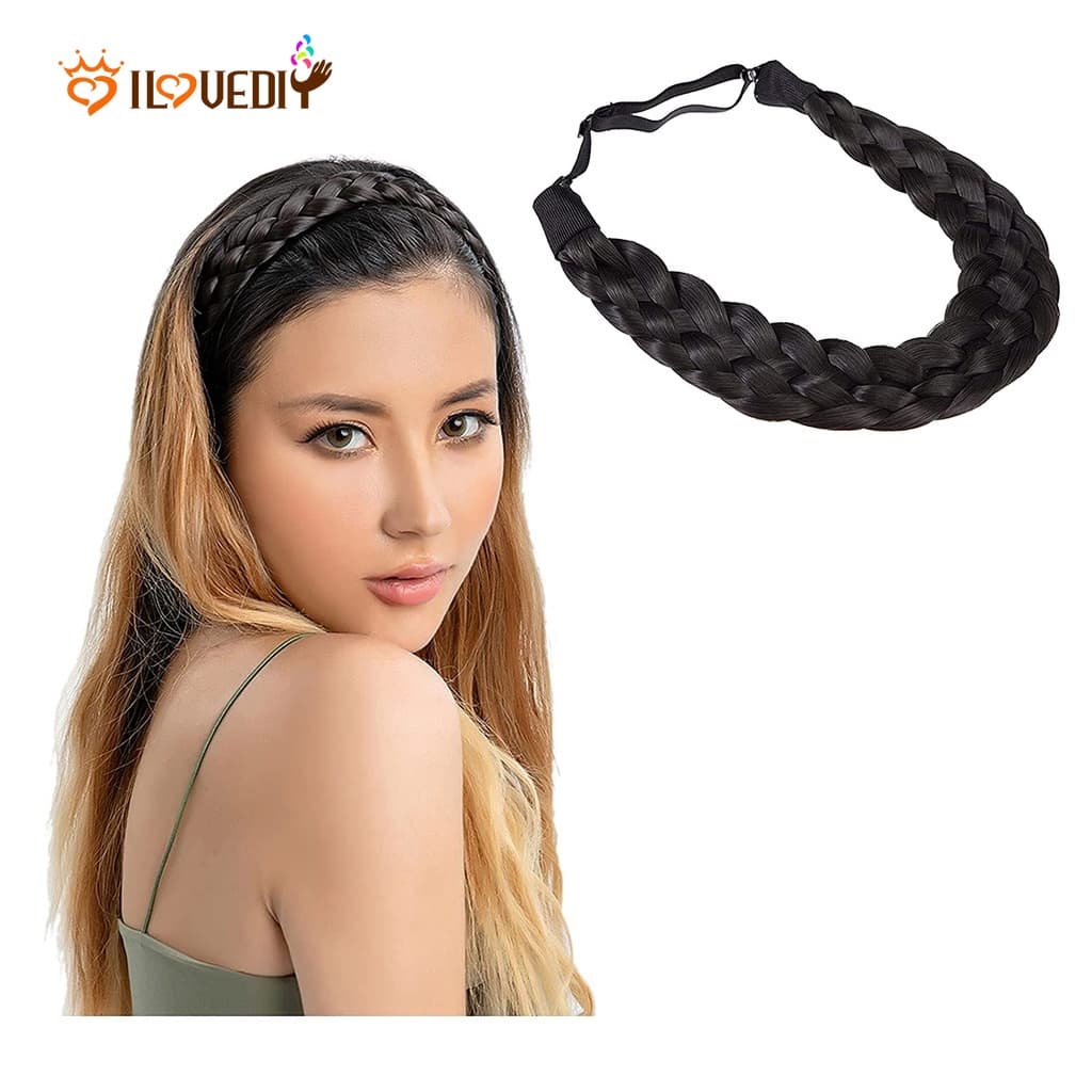Faixa De Cabelo Sintético Trançada Feita À Mão Com 5 Fios