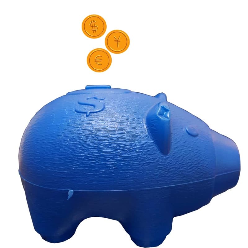 Cofre Porco Grande Colorido de Plástico Porta Moedas 24cm