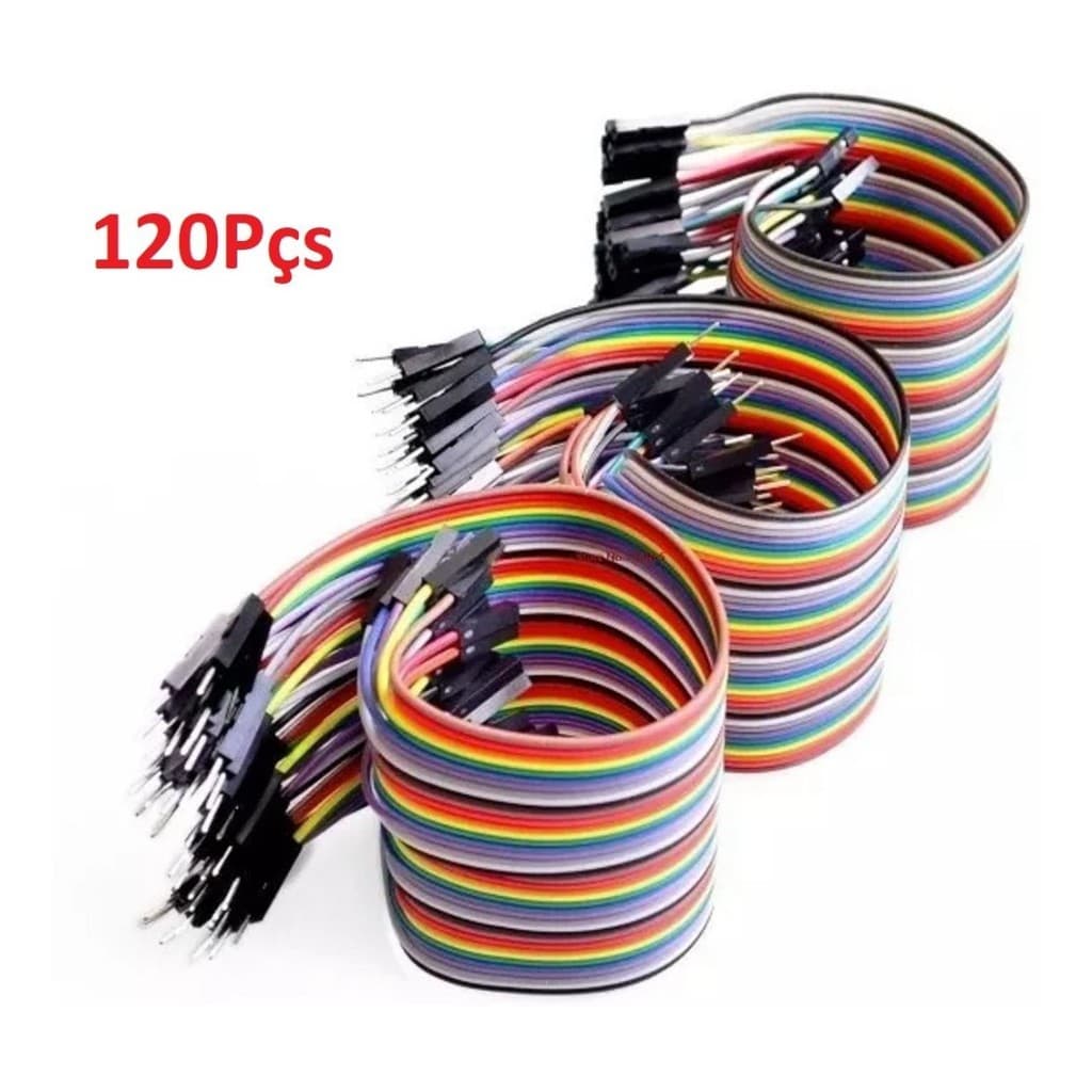Kit Cabo Jumper Mxm + Mxf + Fxf 120 Unidades 20cm Arduino