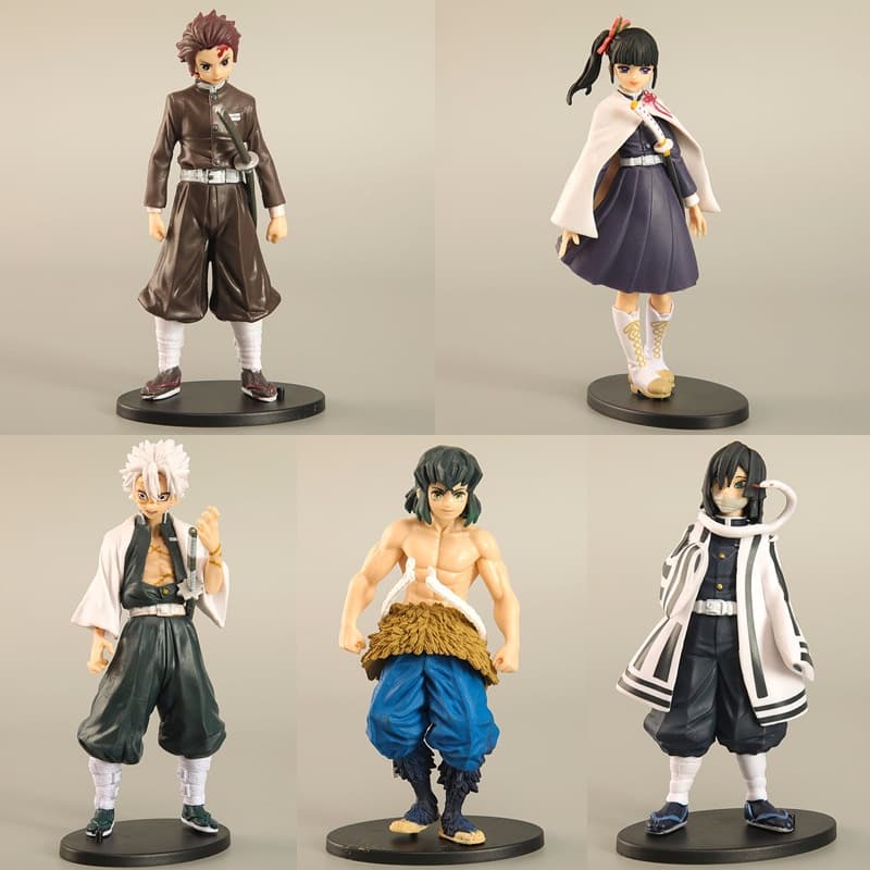 5Style Japão Anime Demon Slayer Kimetsu No Yaiba Kamado Tanjirou Tsuyuri Kanawo Shinazugawa Sanemi Hibira Inosuke Iguro Obanai Ação PVC Figuras Modelo Bonecas Brinquedos Coleção