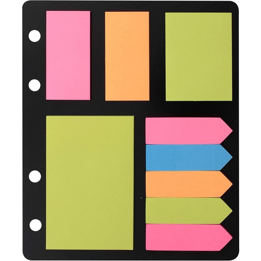 Bloco adesivo  neon p/fichário 9 blocos c/25folhas cada-Eagle