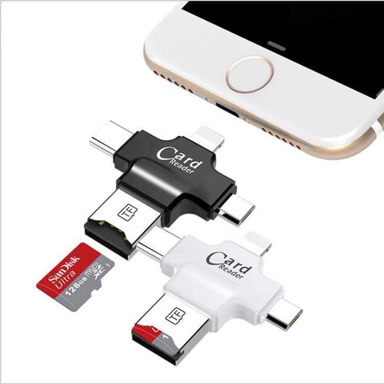 Leitor De Cartão De Micro Tipo C  SD TF MicroSD OTG Adaptador Android IPhone 4 in 1