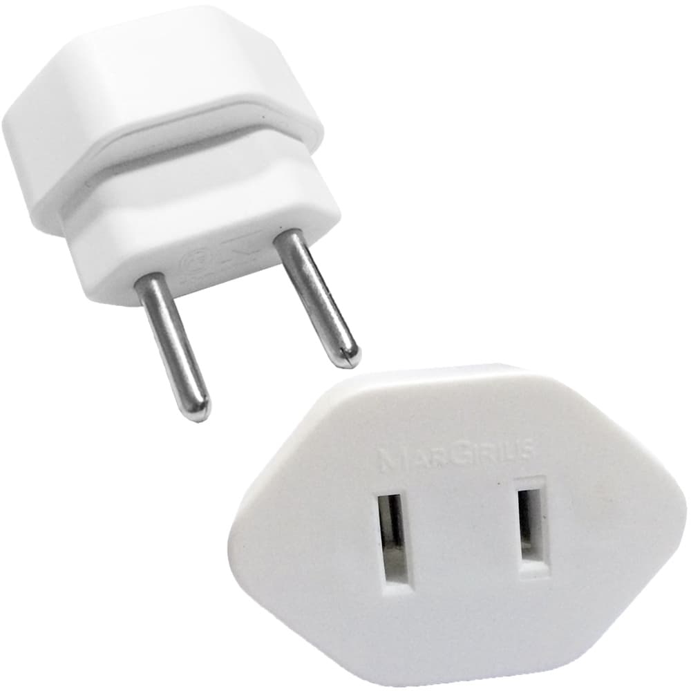 Adaptador 2 Pinos 10a Chato Branco Americano Para Redondo Margirius