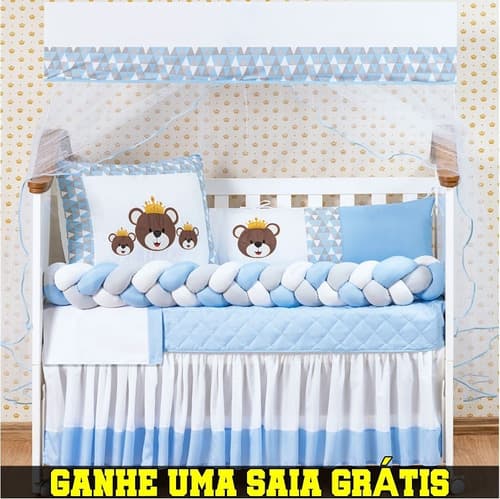 Protetor Berço Trançado Ursinho Menino 11 Peças Lançamento