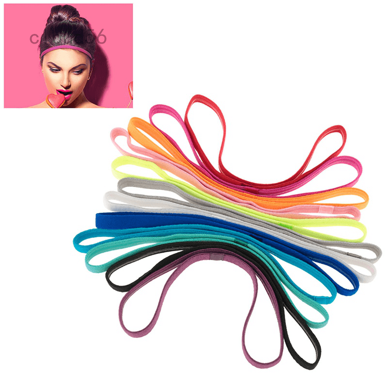12 Pcs Headbands Magro Hairband Elástico Anti-Slip Bandas Com Forrado De Silicone Sweatband Para Mulheres E Homens