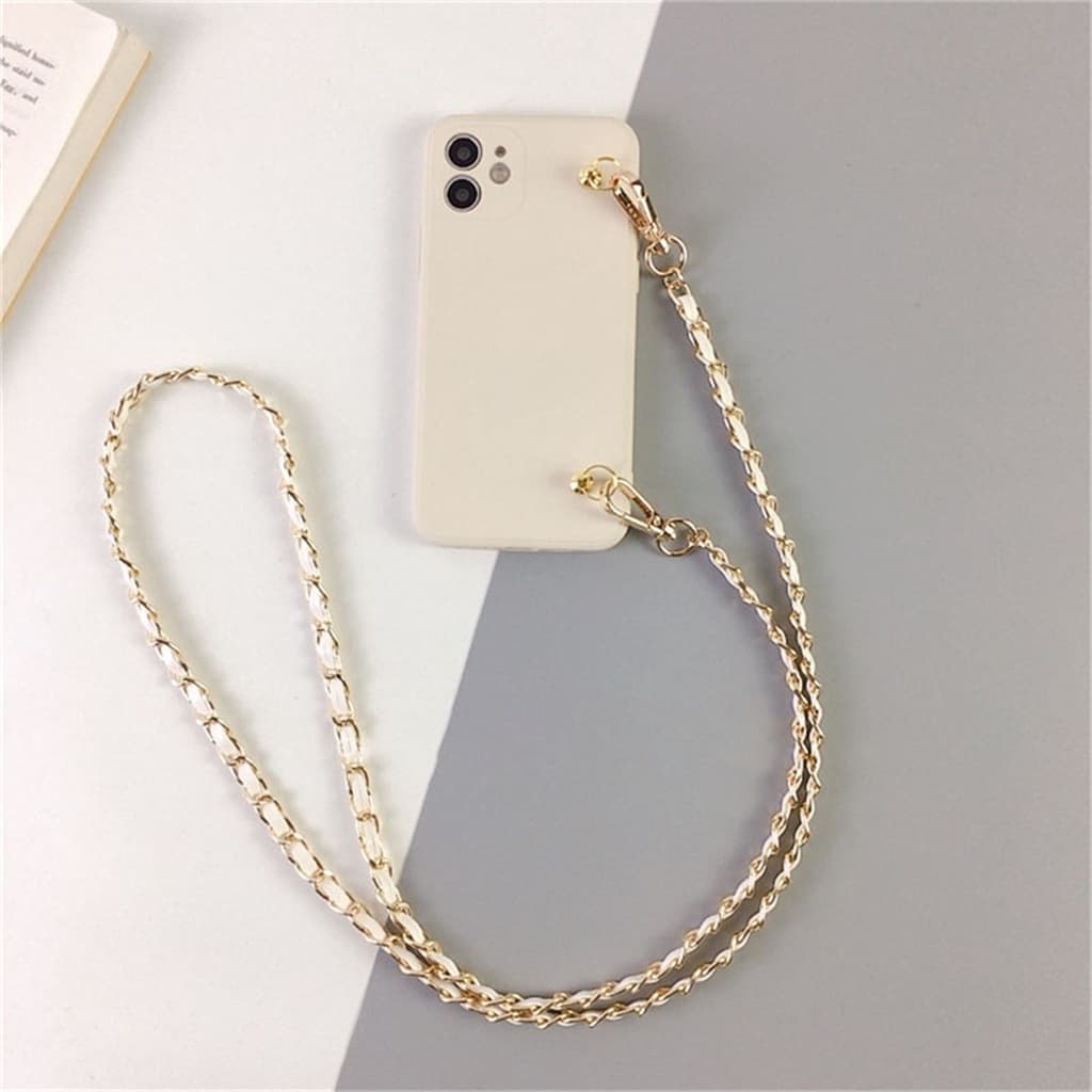 Coreano Crossbody Cordão Pulseira De Couro Corrente Caso Telefone Para iPhone 17 16 15 14 13 11 12 Pro Max XR X XS 15 Ca