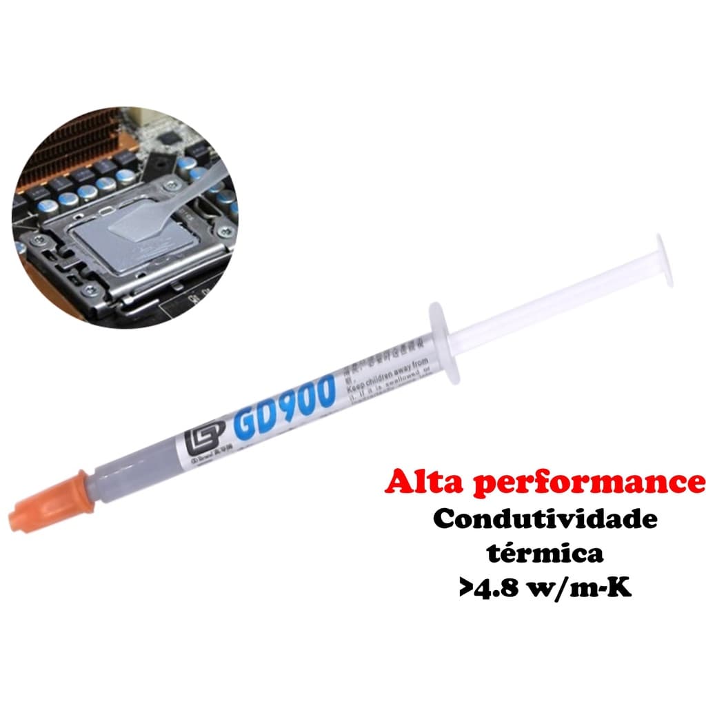 Pasta térmica prata GD900 1g para processadores de computadores, vídeo games, etc...