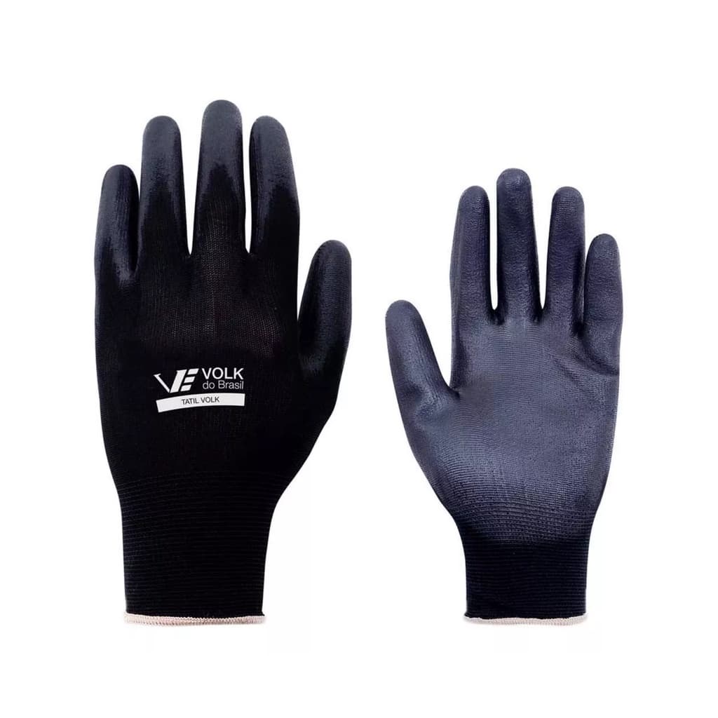Luva Black Tátil Volk PU Multitato Reutilizável CA 30916